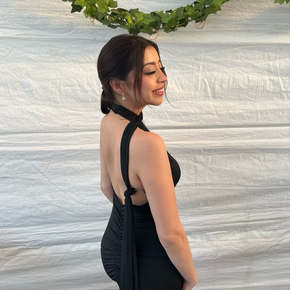 Elegant Black Halter Dress